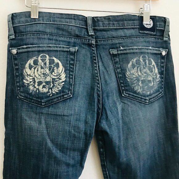 Rock & Republic Straight Leg Stretch Jeans Skull Pocket Style 001477 Size 29 - Picture 6 of 8